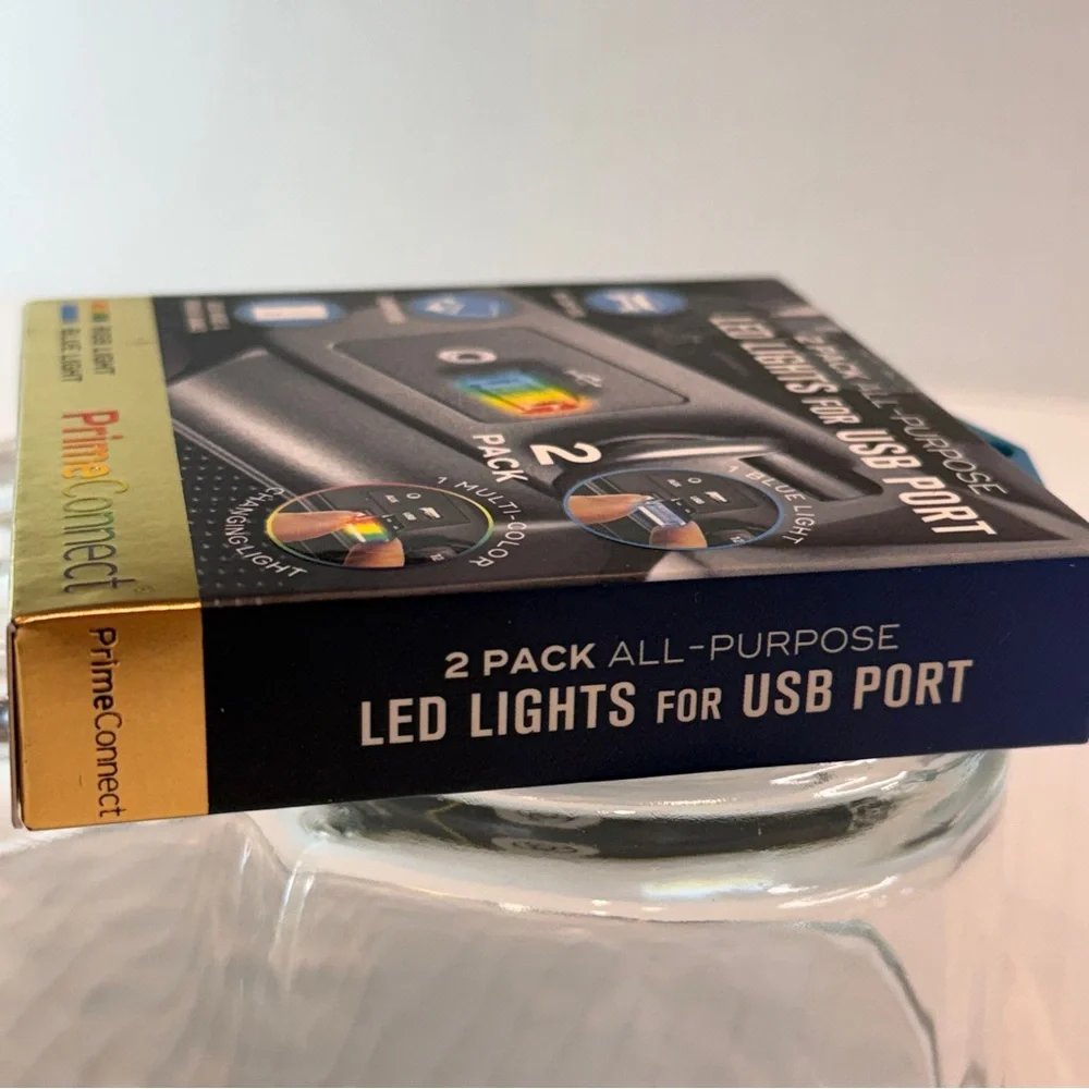 🆕 PrimeConnect 2-Pack USB LED Lights 💚 RGB + Blue Light – Car, PC, Power Bank